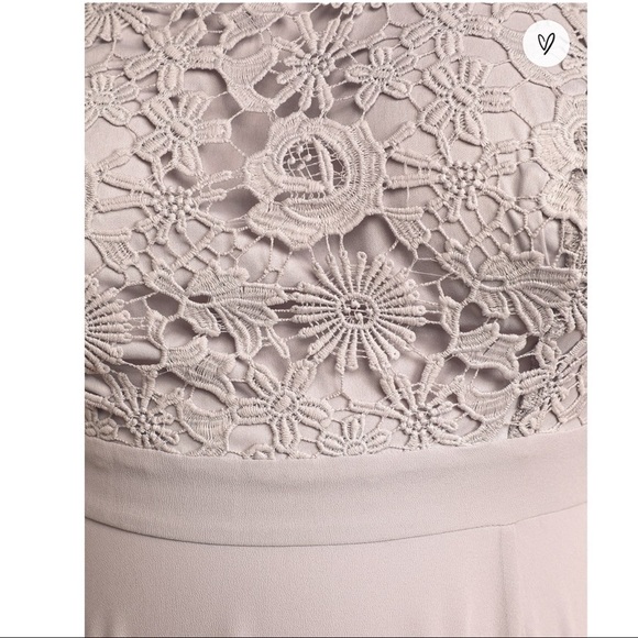 LULU'S Light Gray Picture Perfect Lace High Neck Maxi Dress Small Bridesmaid - Picture 6 of 10